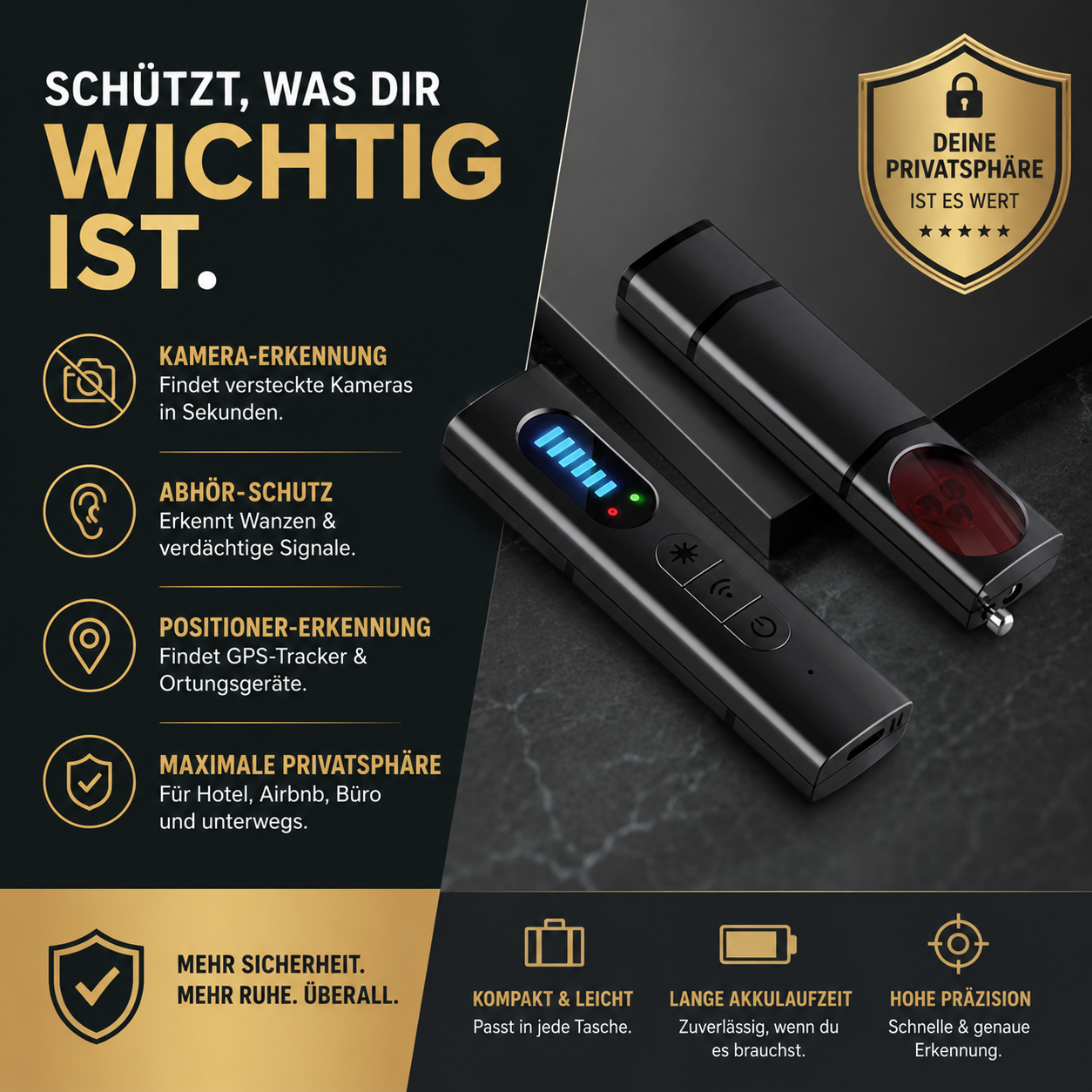 SafeScan™ – Kamera- & Wanzendetektor